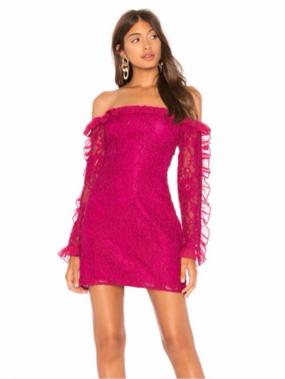 Revolve Lovers + Friends Leo Pink Lace Mini Dress Size Medium